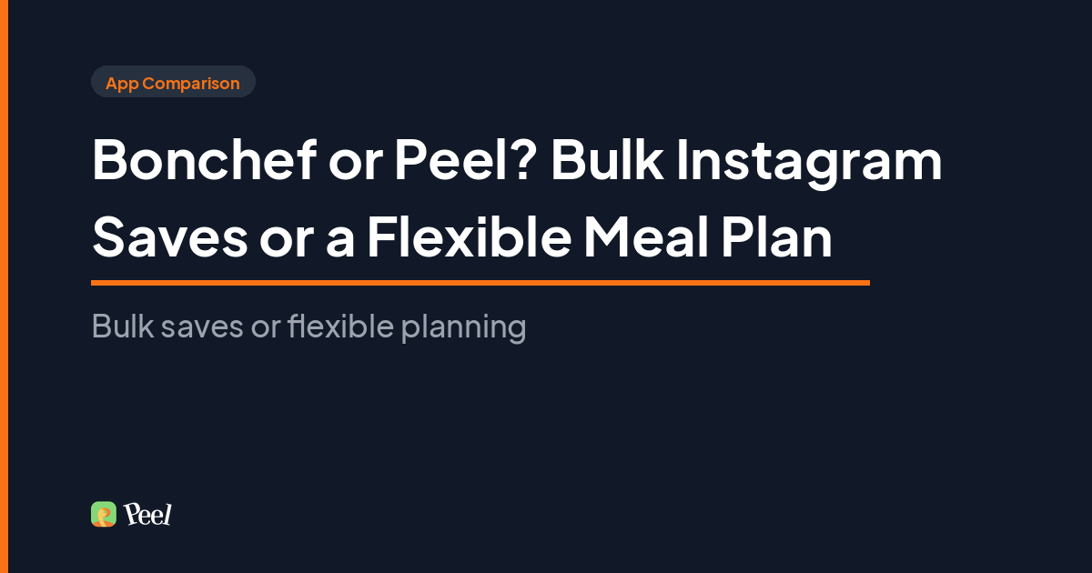 Bonchef Instagram recipe importer compared with Peel meal planning on iPhone