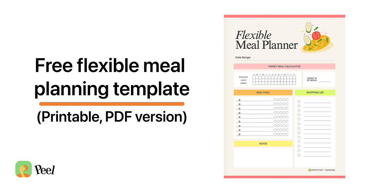 Free flexible meal planning template printable PDF