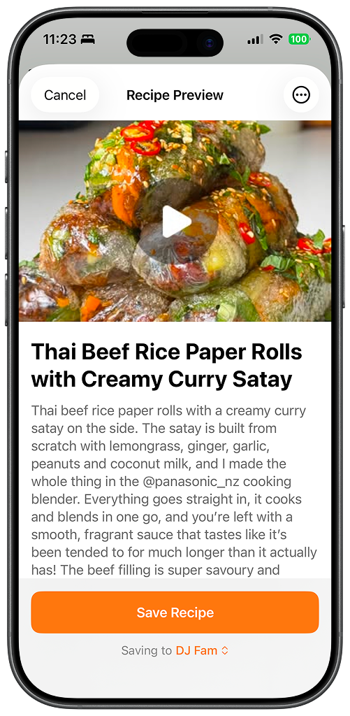 Recipe extracted from Instagram with ingredients and steps