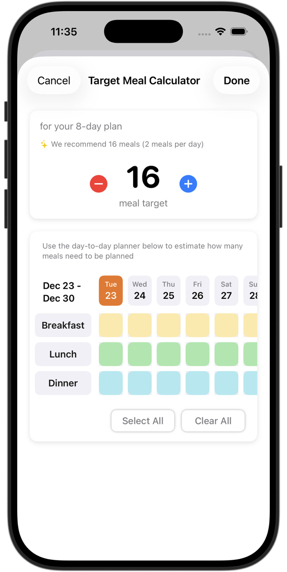 Flexible meal planning pool approach vs rigid calendar